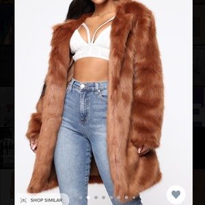 Brown faux fur coat from Fashion Nova